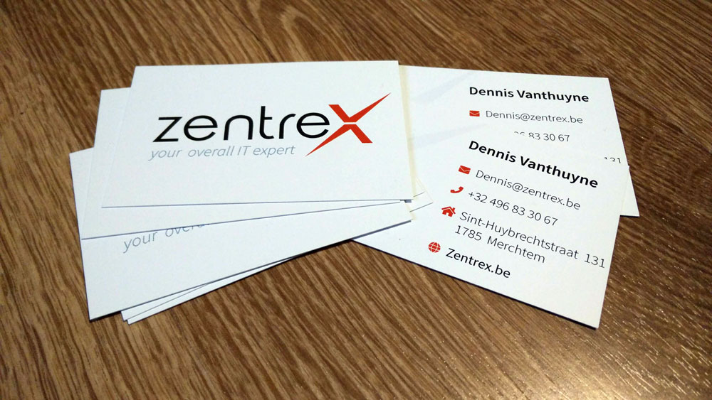 Front and back of Zentrex business cards