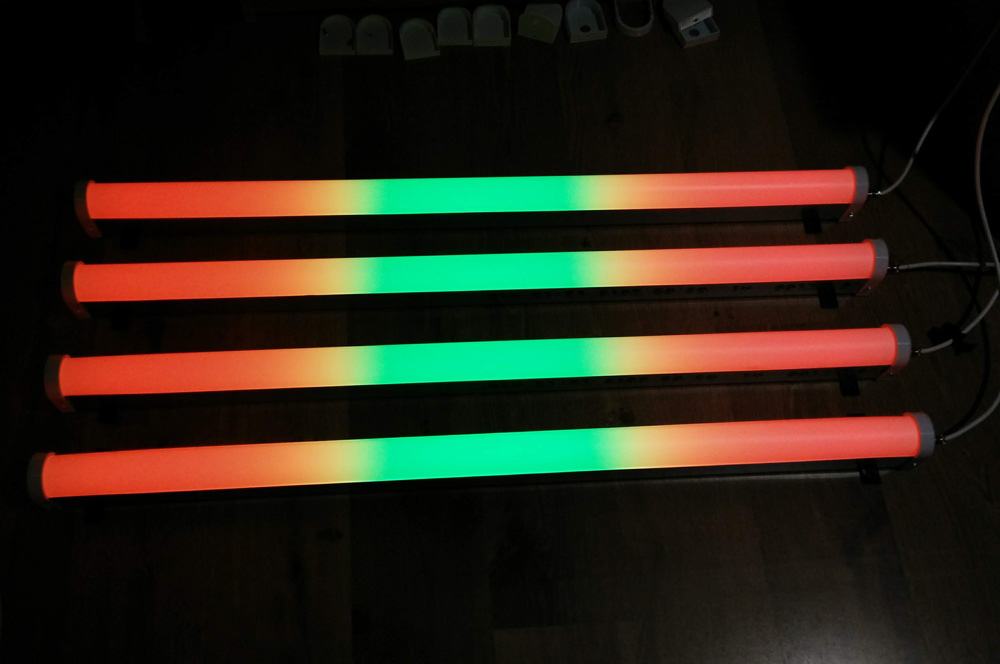 RGB led tubes lying on the floor
